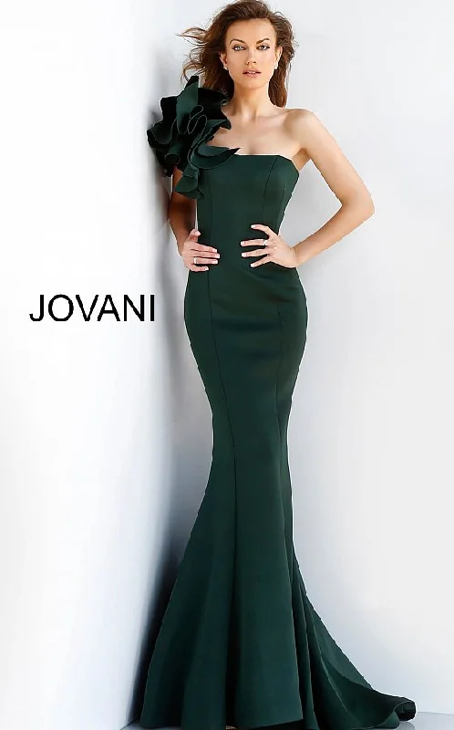 Break Fashion Norms Jovani 63994 Fitted Mermaid One Shoulder Evening Gown Prom Dress Formal