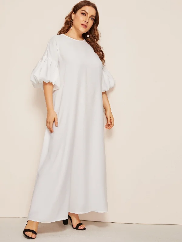 Limited - Time Bundle  Plus Lantern Sleeve Keyhole Back Maxi Dress