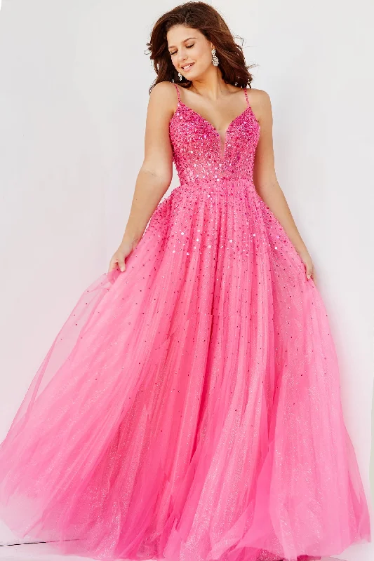 Season Transition Versatile Wear Clearance Jovani 08408 Tulle Prom Dress A-line V Shaped Back Ballgown Pageant Gown