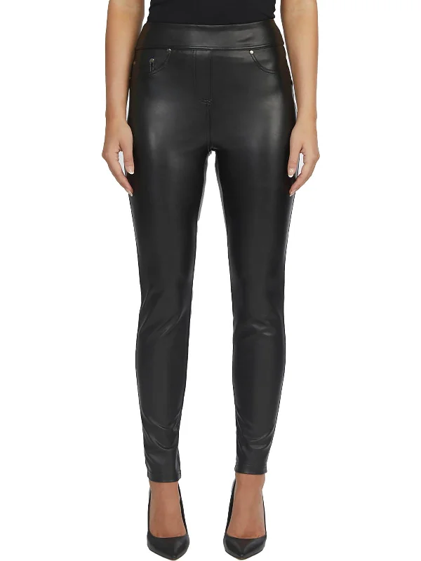 Limited - Edition Drops Womens Skinny Faux Leather High-Waisted Pants