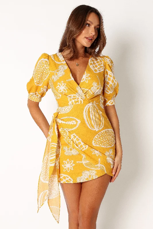 Chic Allure Silas Wrap Mini Dress - Yellow