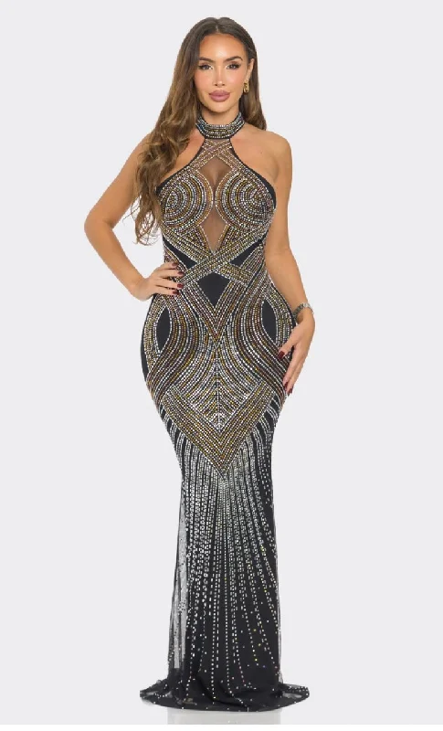 Seasonal Sale Turn Heads in This Gorgeous Rhinestone Choker Neck Off Shoulder Gown