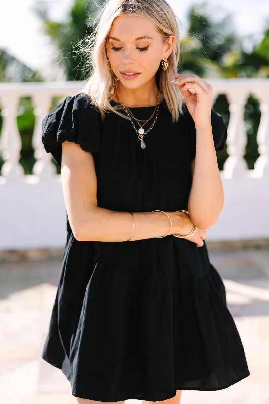 Fashion Frontiers Stay At The Top Black Babydoll Dress