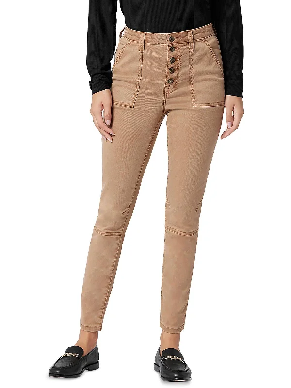 Feminine Soft - Hued Styles Womens Ankle Zippers High Waist Skinny Pants