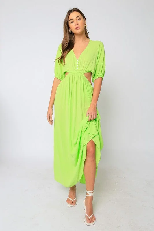 Lighten Up With Nordic Styles Center Of Attention Neon Green Maxi Dress