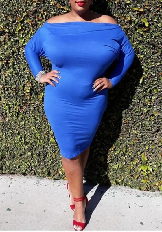 Quick Grab Deals Hi Curvy Plus Size Women Off Shoulder Slinky Midi Dress Made In USA