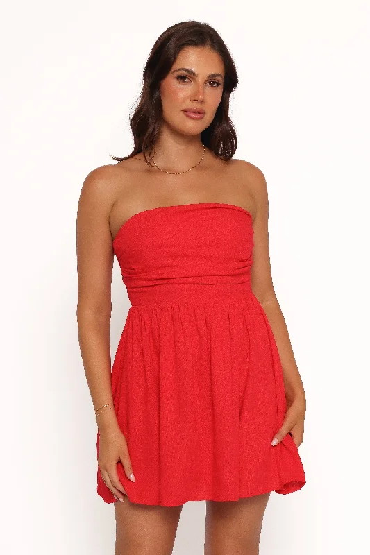 Limited Styles Katy Strapless Mini Dress - Red