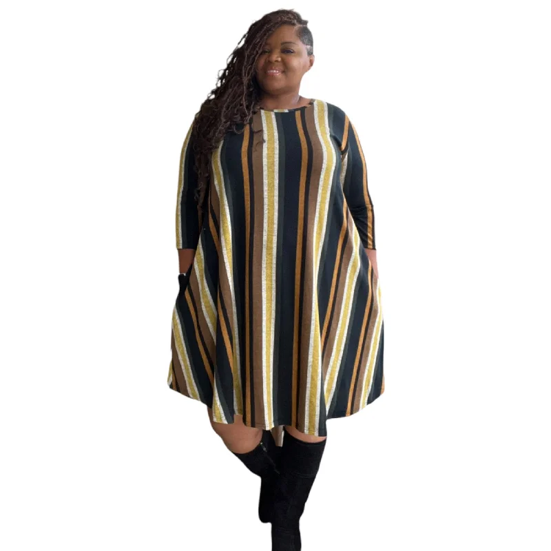 Wardrobe Upgrade The Carrie Striped Midi Dress (extended sizes)