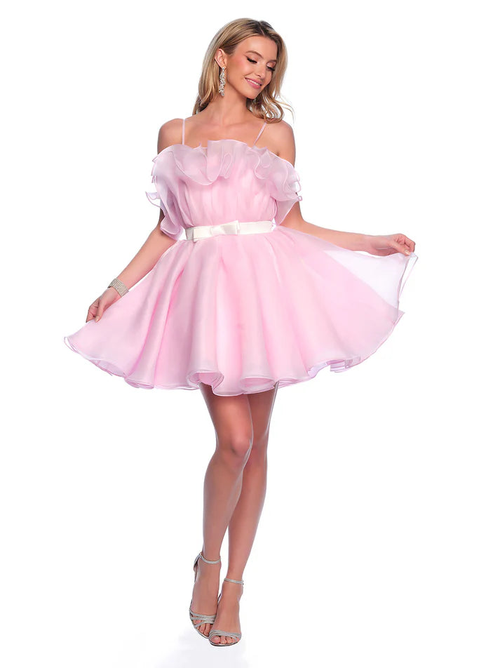 Exclusive Discounts Dave & Johnny 11730 Size 12 Pink Ruffle Homecoming Dress Cocktail Flare Babydoll Ribbon Gown