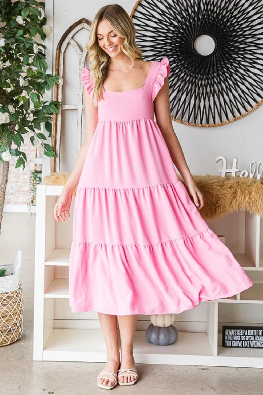 Unbeatable Prices Reborn J Ruffled Sleeveless Tiered Midi Dress