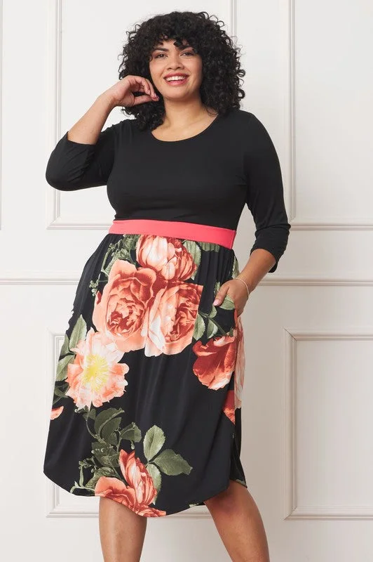 Fashion For Every Occasion Plus Size Curved Hem Band Midi Dress