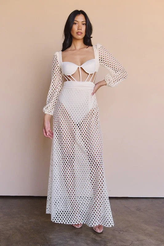 Early Access To Art Deco Styles Sale Margarita Moment Cream Crochet Maxi Dress