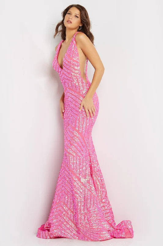 Additional Time-Limited Offers Jovani 59762 Sequin Size 8 Neon Hot Pink Embellished Mermaid prom dress Pageant Gown