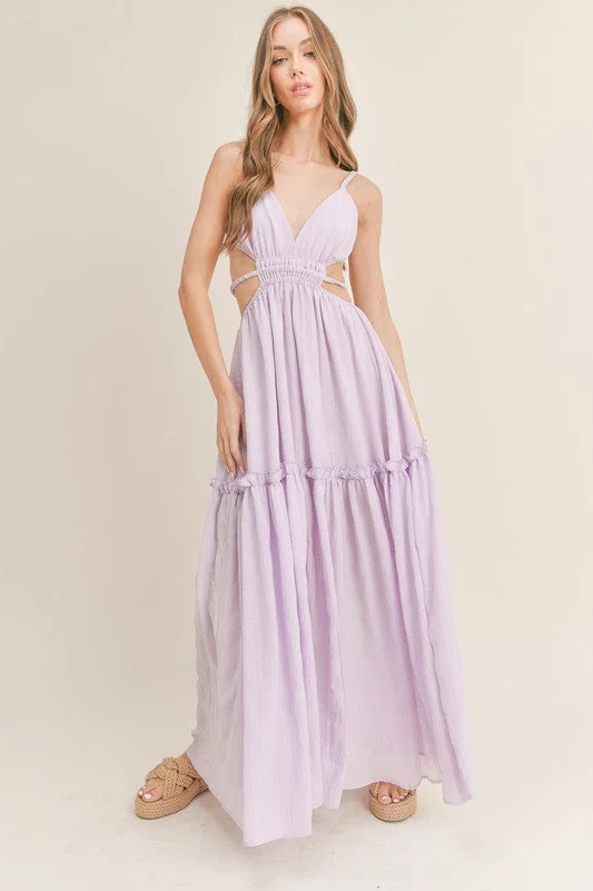 Clearance Event Never Too Late Lilac Cut Out Maxi Dress