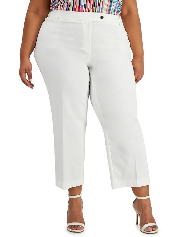 Score Big On Glamorous Red - Carpet Styles Plus Womens Straight Leg Ankle Cropped Pants