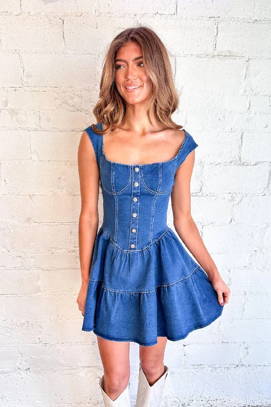 The Epitome Of Modern Women's Fashion Halt Denim Mini Dress