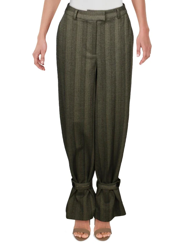 Today Only Womens Striped Belt Wide Leg Pants