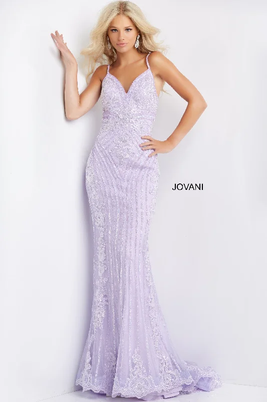 New Season Fashion Preview Sale Jovani 05752 Size 0 Hot Pink long embellished prom dress pageant gown v neckline lace spaghetti straps