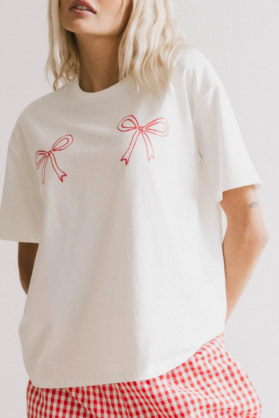 Athleisure Wear Promotion Red Bows Graphic Tee