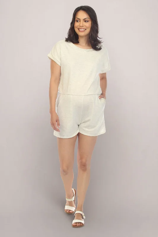 Buy More, Save More Casual Cream Maternity Romper with Back Tie