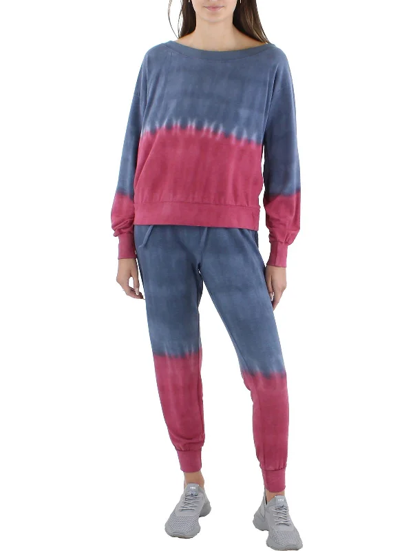 Weekend Special Womens Tie-Dye Fleece Lined Jogger Pants