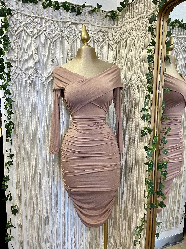 Anniversary Sale Dusty Mauve Cross Midi Dress