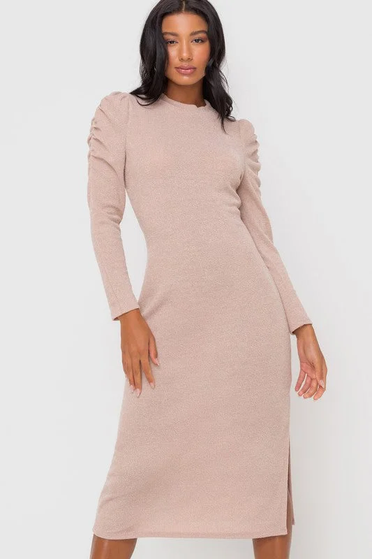 Trendy Women's Collection Molly Midi Dress in Beige