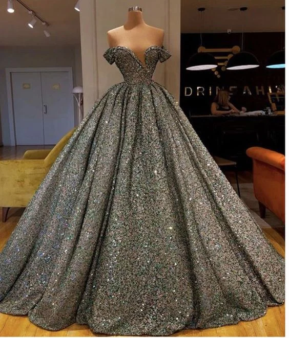 Bid Farewell To The Old Season Unique Wedding Gown sequin Wedding Dress Princess Gown prom dress   cg20285