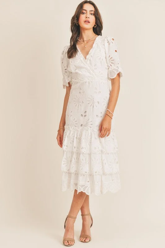 Trendy Street Style Attire Giselle Eyelet Midi Dress