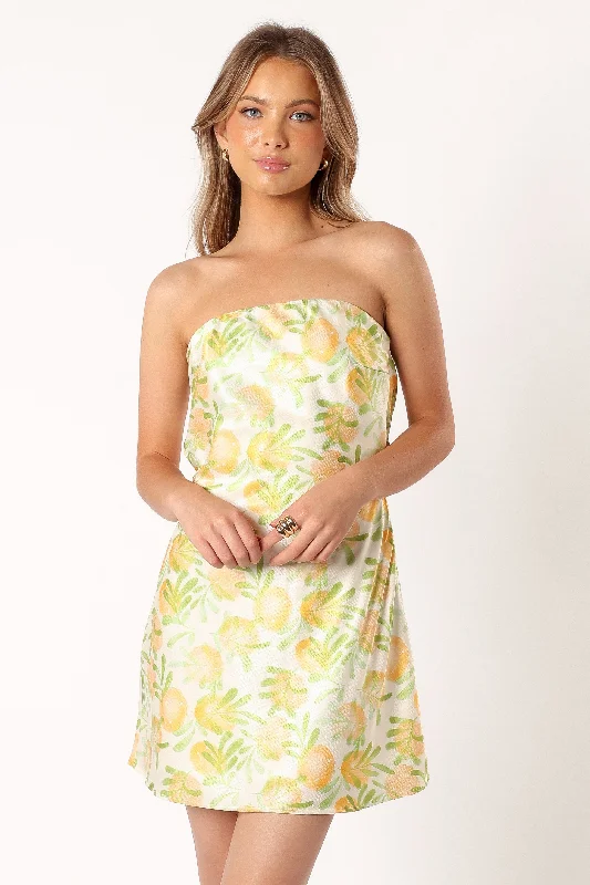 Elevated Style Citron Strapless Mini Dress - Yellow