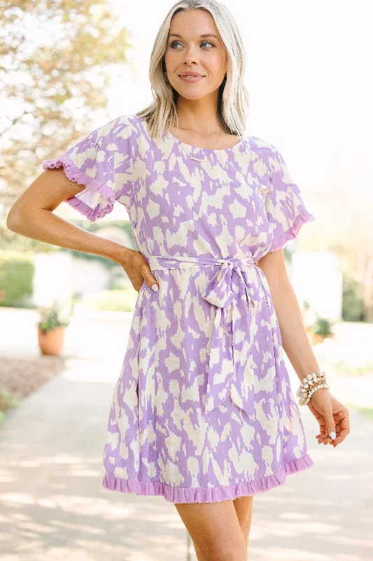 Discover Promotions Doing It All Lavender Purple Spotted Dress