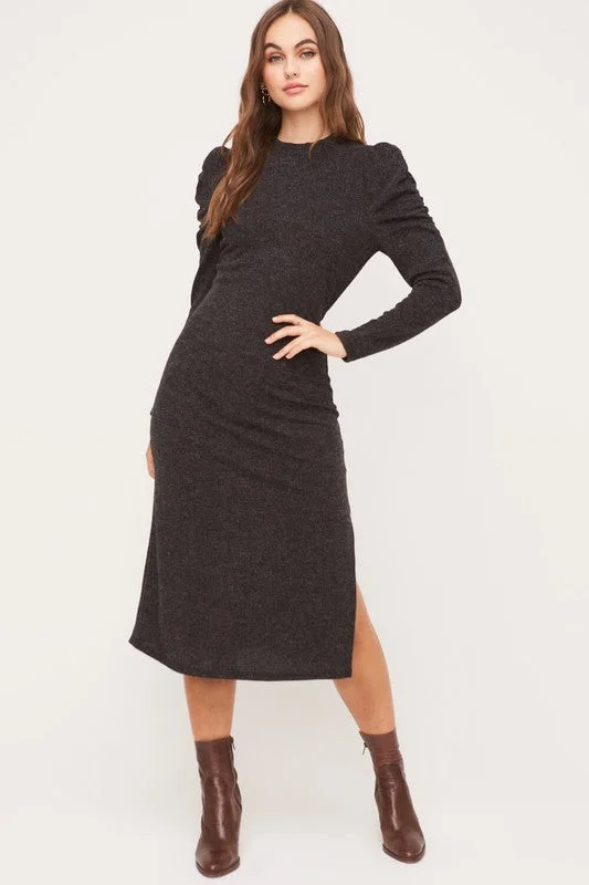 Stay Ahead In Style Molly Midi Dress in Dark Mélange