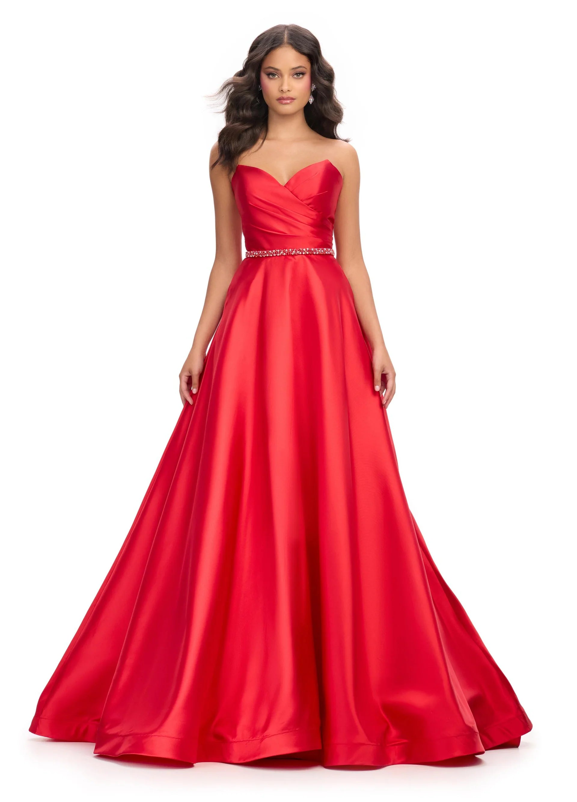 Flash Sale Fever Ashley Lauren 11773 Size 10 Red Strapless Ballgown Pageant Dress V Neck Formal Evening Gown Prom