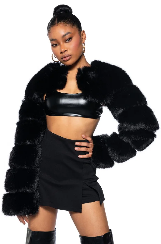 Luxury Fashion LADIES NIGHT ULTRA CROP FAUX FUR JACKET