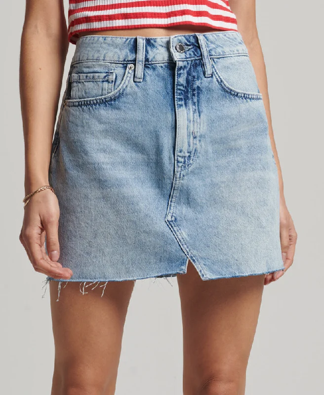 Clearance Event Vintage Denim Mini Skirt | Mid Indigo Marble