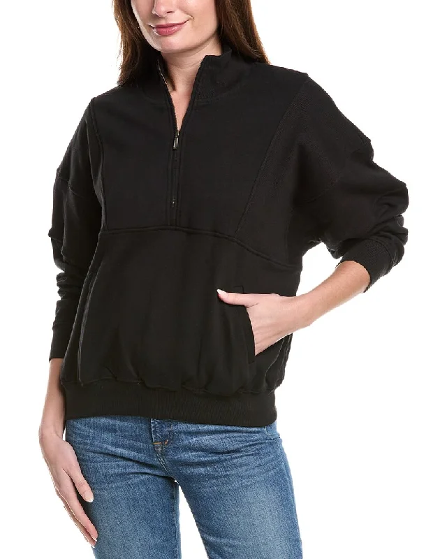 Polished Finish POINT Rib Panels1/2-Zip Sweater