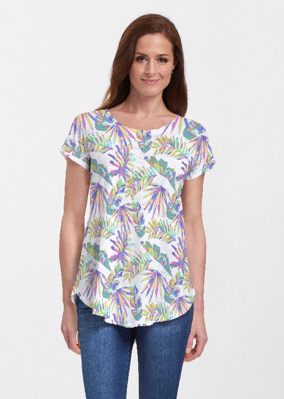 Hot Brand Discounts Flat Tropical Multi (7617) ~ Signature Short Sleeve Scoop Neck Flowy Tunic