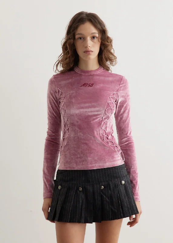 New Styles Just In Velvet Lace Up Long Sleeve T-Shirt