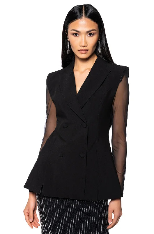 Chic Sophistication SHARP SHOULDER BLAZER VEST WITH STRETCH MESH ARMS