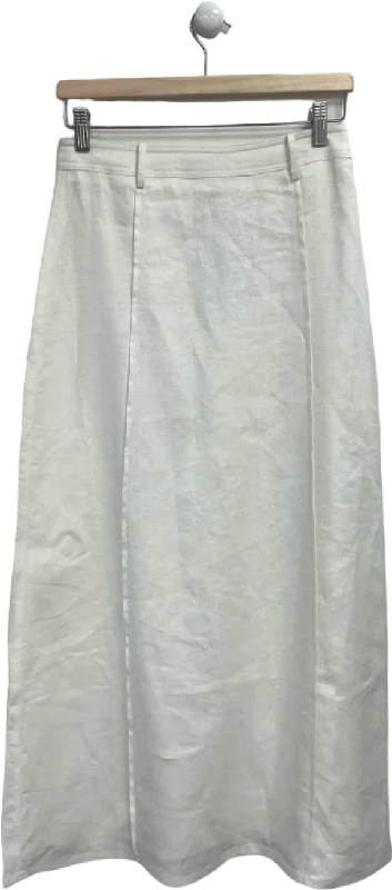 Massive Savings Sancia White Linen Midi Skirt UK S