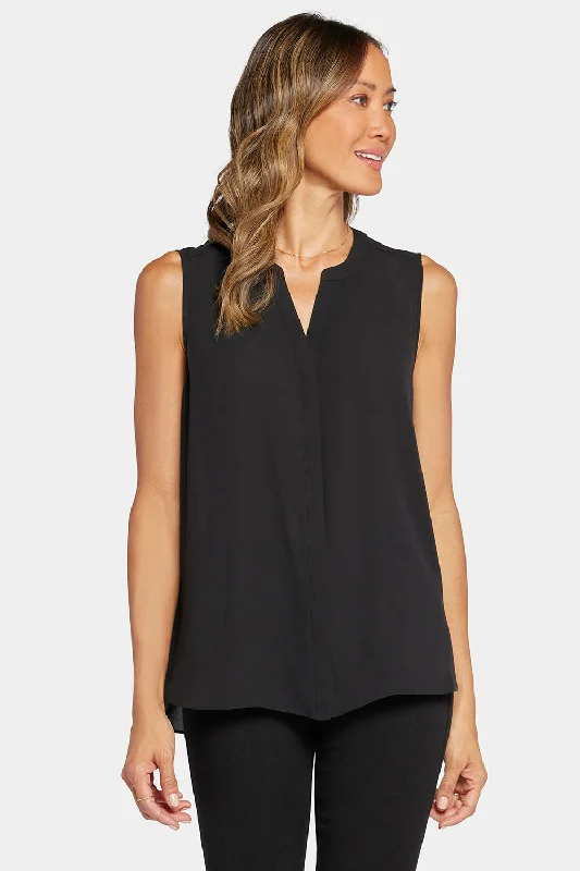 Additional Time-Limited Offers Sleeveless Pintuck Blouse - Black