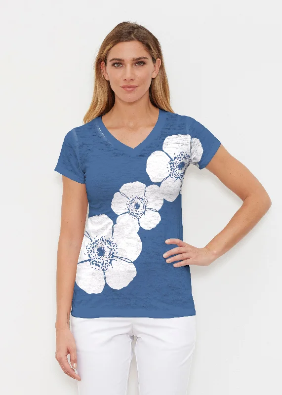 Limited Time Deal Poppy Navy (7013) ~ Signature Cap Sleeve V-Neck Shirt