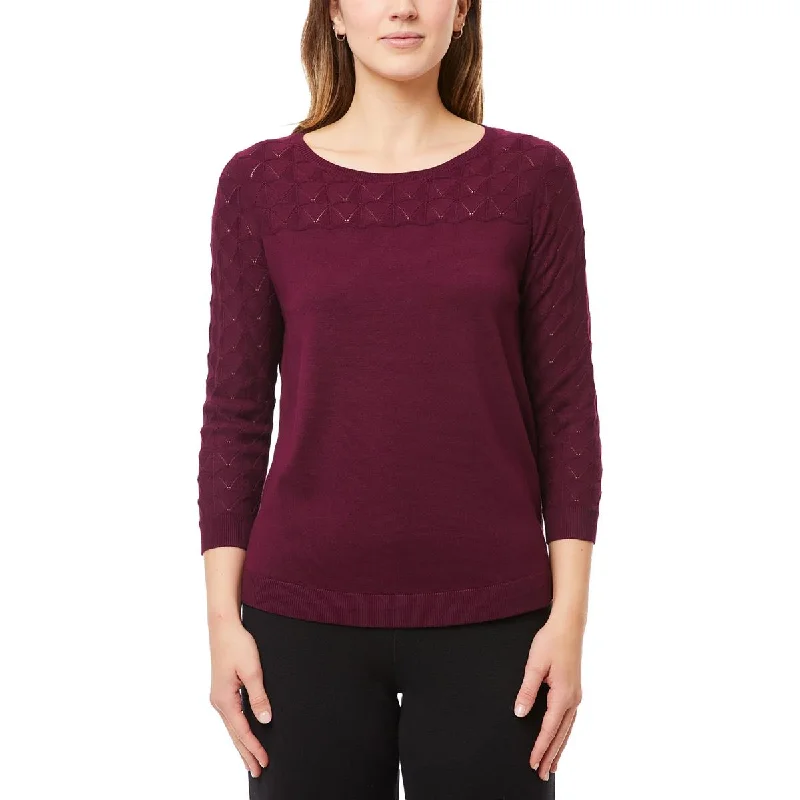 Style Redefined Womens Eyelet Rayon Crewneck Sweater