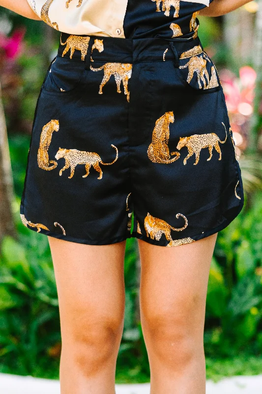 Lighten Up With Nordic Styles Take You Out Black Leopard Shorts