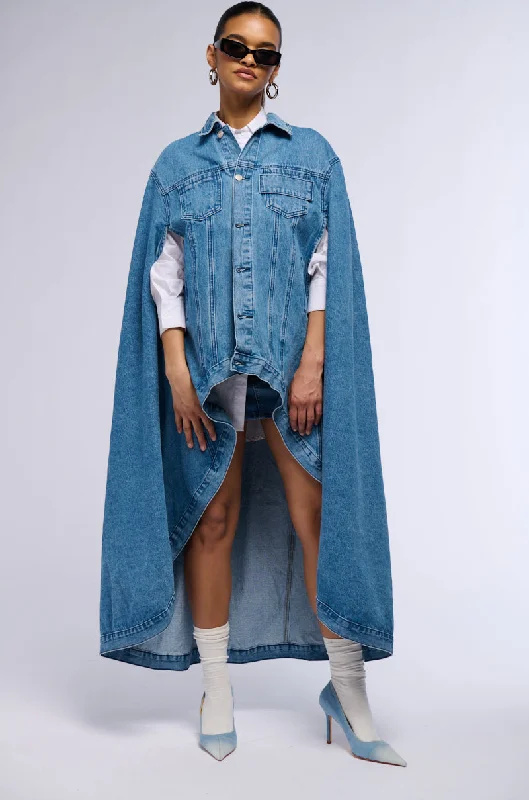 Clearance Event DON'T TALK LOUD MAXI DENIM PONCHO