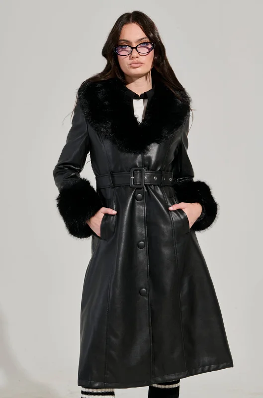 Hot Styles KAYA FUR TRIM TRENCH