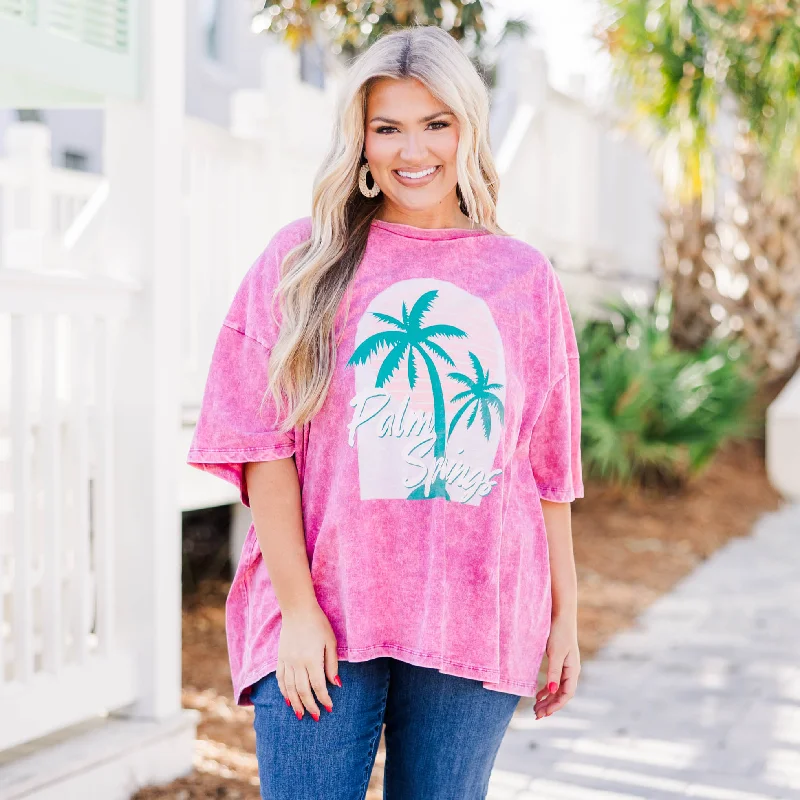 Great Prices On Feminine Styles Retro Beach Acid Wash Boyfriend Tee, Rose