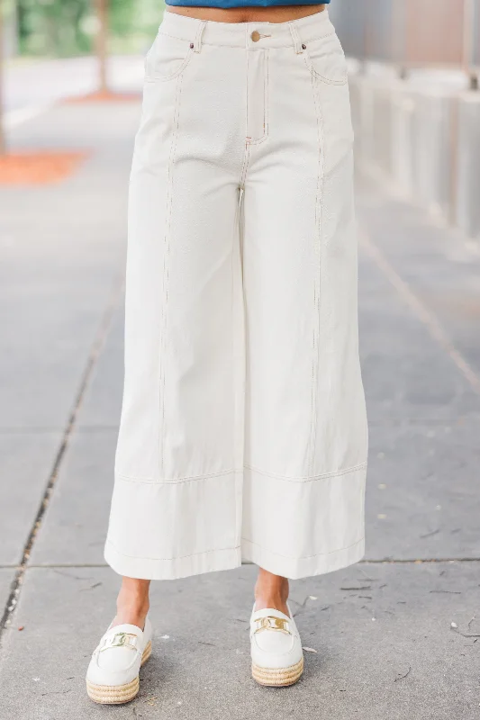 Trendy Threads Dreaming Of The Day Ecru White Wide Leg Jeans