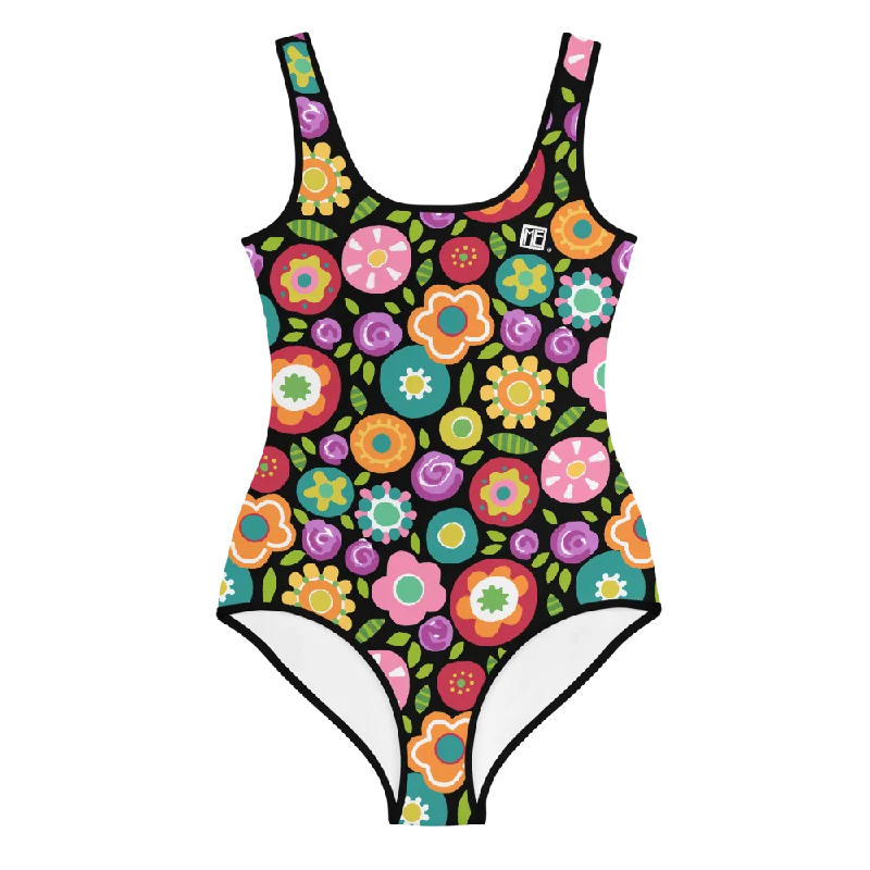 Flash Sale Fever Rainbow Floral Youth Swimsuit