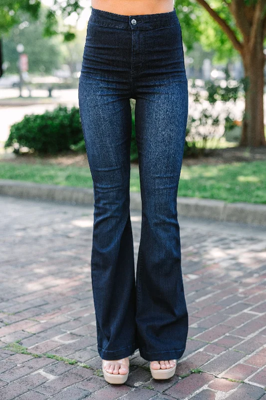 Elegant Attire For The Modern Lady Break It Down Dark Wash Flare Jeans